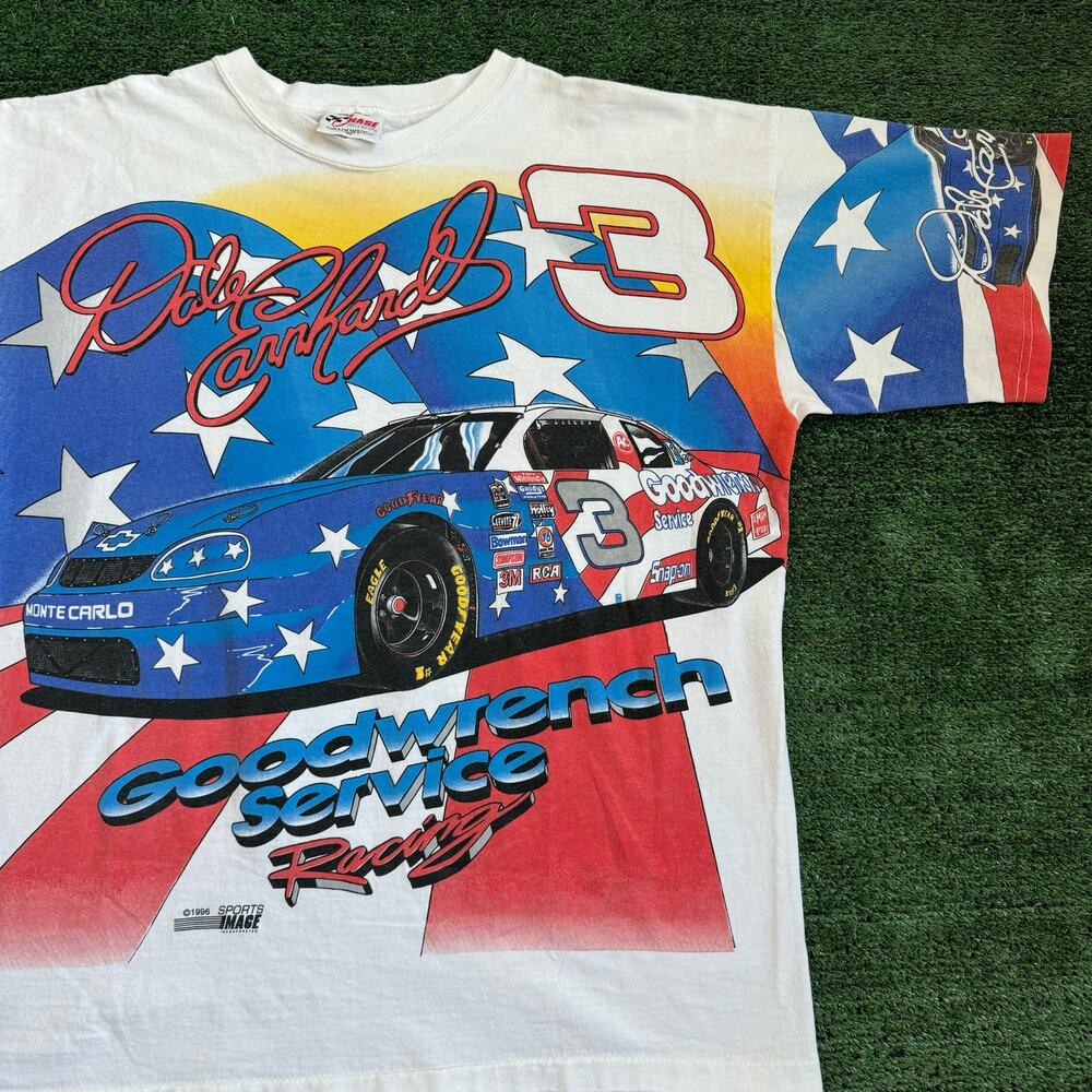 Vintage 1996 Dale Earnhardt USA NASCAR AOP Tshirt